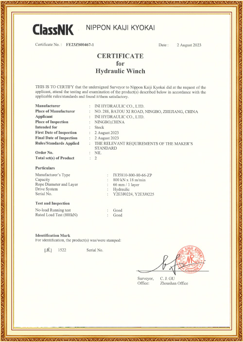 Certificat de produit NK